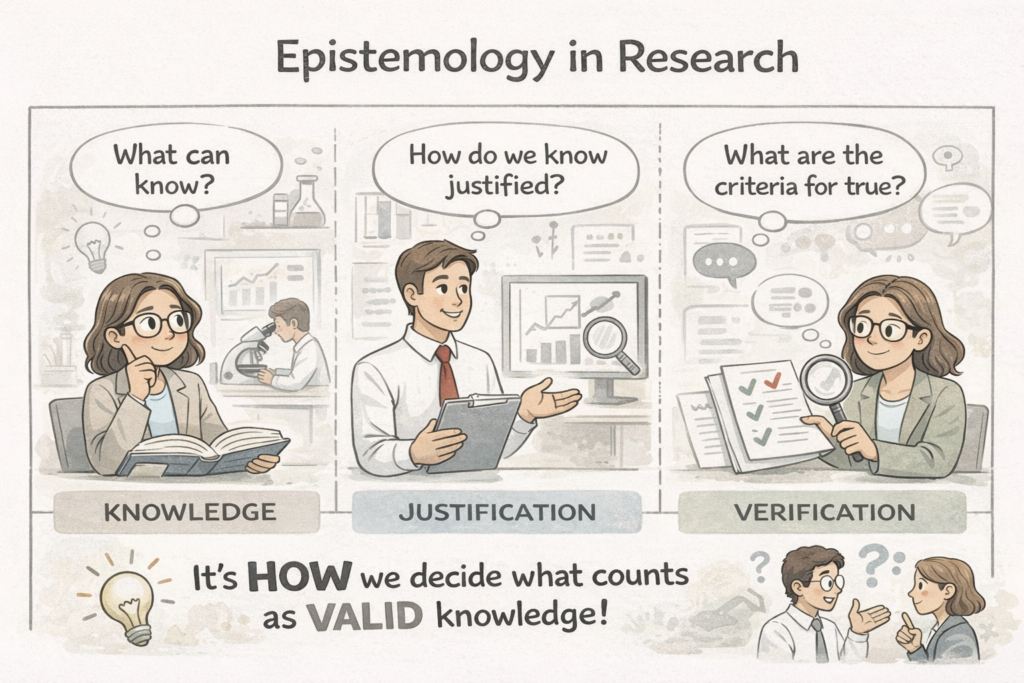 Epistemology in research illustrated through a simple comic sketch